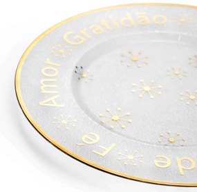 Sousplat de Plástico Desejos de Natal Transparente e Dourado com Estrelas 33 cm - D'Rossi