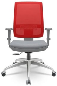 Cadeira Brizza Diretor Grafite Tela Vermelho Assento Vinil Cinza Base RelaxPlax Alumínio - 66049 Sun House