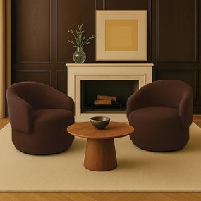 Poltrona Decorativa Orgânica Giratória Kit 2 Névoa Bouclê Marrom E03 - D'Rossi