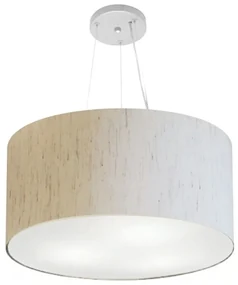 Pendente Cilíndrico Linho Bege MJ-4192 Para Mesa de Jantar e Estar