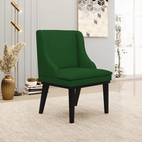 Kit 10 Cadeiras de Jantar Liz Veludo Luxo Base Fixa Madeira Preto - D'Rossi - A136 Verde