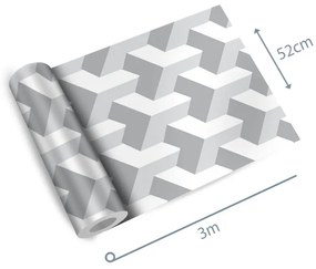 Papel de parede adesivo geométrico cubos branco
