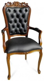Cadeira com Braço Luís XV Capitonê Madeira Maciça Design de Luxo Peça Artesanal