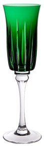 Taça de Cristal Lapidado p/ Champagne - Verde - 66  Verde Escuro - 66