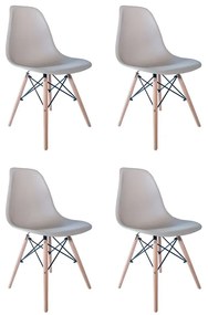 Kit 04 Cadeiras para Sala de Jantar Eiffel Eames Nude Base Madeira - D'Rossi