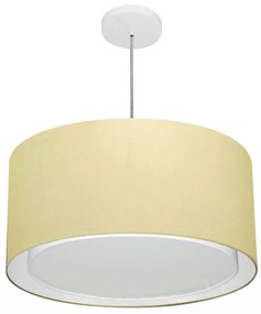 Lustre Pendente Cilíndrico Duplo Md-4295 Cúpula em Tecido 50x30cm Algodão Crú - Bivolt