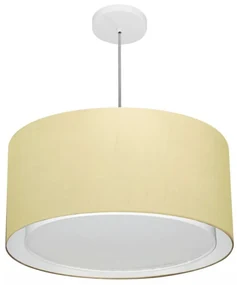 Lustre Pendente Cilíndrico Duplo Md-4295 Cúpula em Tecido 50x30cm Algodão Crú - Bivolt