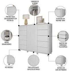 Cômoda Sapateira Com Rodízios Medusa C01 Branco - Mpozenato