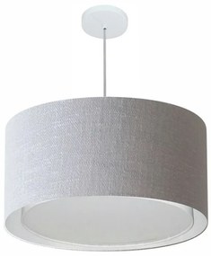 Lustre Pendente Cilíndrico Duplo Vivare Md-4289 Cúpula em Tecido 55x30cm - Bivolt