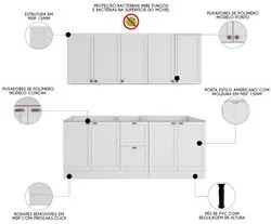 Armário de Cozinha Modulado 4 Peças Sem Tampo CJ5 Duna P09 Branco - Mp