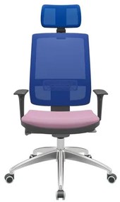 Cadeira Office Brizza Tela Azul Com Encosto Assento Vinil Lilás Autocompensador 126cm - 63166 Sun House