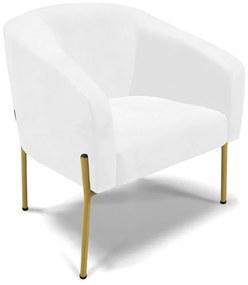 Poltrona Decorativa Pé de Ferro Dourado Stella Sintético PU Branco D03 - D'Rossi