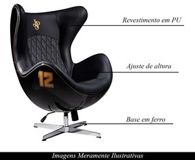 Poltrona Decorativa Egg Chair Lotus nº 12 Preta G53 - Gran Belo