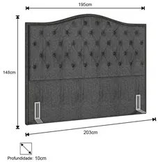 Cabeceira Cama Box Casal King 195cm Siena P02 Linho Cinza - Mpozenato