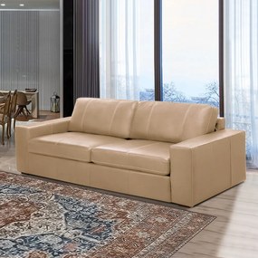 Sofá Decorativo Agatha 2 Lugares Sala de estar 205cm Pés em Madeira Couro Nude G88 - Gran Belo