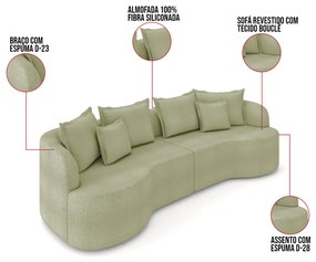 Sofá 5 Lugares Orgânico Living 290cm Mersa Bouclê Verde K01 - D'Rossi