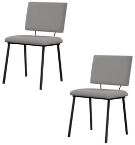 Kit 2 Cadeiras Decorativas Sala de Jantar Fennel Linho Cinza G17 - Gran Belo