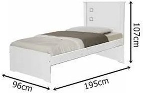 Cama  Barcelona Solteiro Branco Com Lilás - Tebarrot Móveis