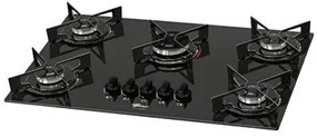 Fogão Cooktop Fischer 5Q Fit Line Gás Mesa Vidro
