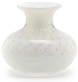 Vaso Mini Baixo Tela Branco com Ouro Murano Cristais Cadoro