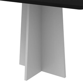 Mesa de Jantar Retangular Tampo com Vidro Angra 120 cm Preto Base Off White - D'Rossi