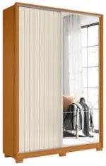 Guarda Roupa Solteiro com Espelho Rizatto Flex A02 Off/Cinamomo - Mpoz