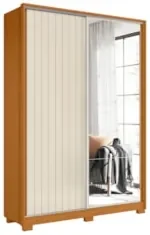 Guarda Roupa Solteiro com Espelho Rizatto Flex A02 Off/Cinamomo - Mpoz