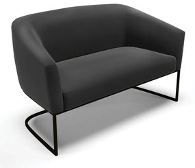 Sofá Namoradeira e 2 Poltronas Base Industrial Preto Stella Suede D03 - D'Rossi - Preto