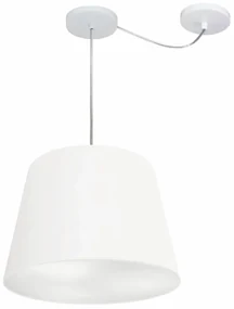 Lustre Pendente Cone Com Desvio Branco MJ-4276 Para Mesa de Jantar e Estar