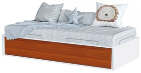 Cama Solteiro com 2 Gavetas Sambalelê - Branco e Mel