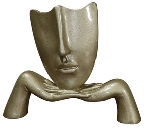 Escultura Decorativa Mascara Descanso Dourado Brilho G07 - Gran Belo