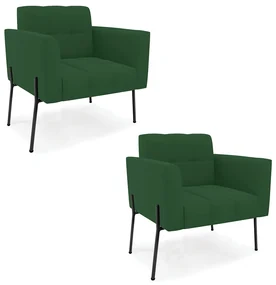 Poltrona PĂ© de Ferro Preto para Sala Kit 2 Elisa Veludo Verde D03 - D'Rossi