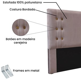 Cabeceira Cama Box Queen 160cm e Recamier Gênova Veludo S04 - D'Rossi - Lilás