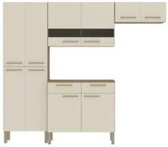 Cozinha Compacta Com Balcão 221cm Vivian Plus Freijó/Soft Z06 - Mpozen