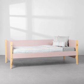 Cama Sofá Noah com Pés Natural - Rosa Fosco