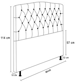 Cabeceira Greta Para Cama Box Solteiro 90 cm Suede - D'Rossi - Grafite