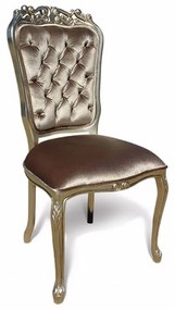 Cadeira Luís XV Capitonê Entalhada Madeira Maciça Eucalipto Design de Luxo