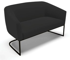 Sofá 2 Lugares Namoradeira Industrial Preto Stella Veludo D03 - D'Rossi - Preto