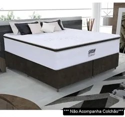 Base Para Cama Box Casal King Size Bipartido 193cm Suede Liso Tower NW