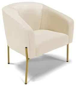 Poltrona Decorativa Pé de Ferro Dourado Stella Sintético D03 - D'Rossi - Bege