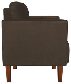 Kit 02 Poltronas Lívia Suede Marrom Pés Chanfrado D'Rossi