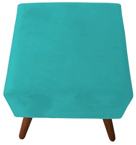 Puff Decorativo Quadrado Malu com Pés Palito Suede Azul Tiffany