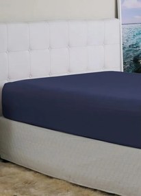 Lençol com Elástico Azul Queen 1 Peça