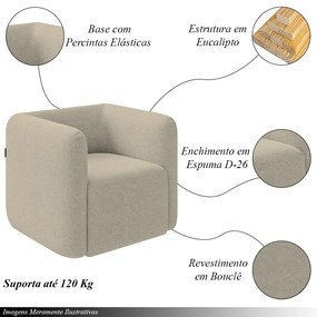 Kit 2 Poltronas Decorativas Sala de Estar Trinidad Base Fixa Bouclê Bege G33 - Gran Belo