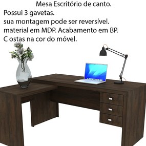 Mesa para Escritório Home Office ME4106 MDP Rustico G69 - Gran Belo