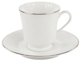 Xícara Chá Com Pires 200Ml Porcelana Schmidt - Dec. Filetado Prata Itamaraty 0012