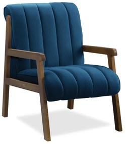 Poltrona Decorativa para Sala Base de Madeira Daline Bouclê E03 - D'Rossi - Azul Marinho