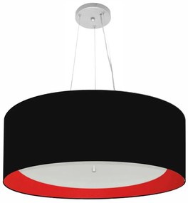 Pendente Cilíndrico Preto e Vermelho MJ-4013 Para Mesa de Jantar e Estar