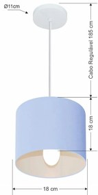 Lustre Pendente Cilíndrico Vivare Md-4046 Cúpula em Tecido 18x18cm - Bivolt
