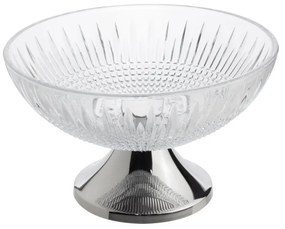 Centro De Mesa Cristal Quenn Com Pé Prata 30cm 82456 Wolff